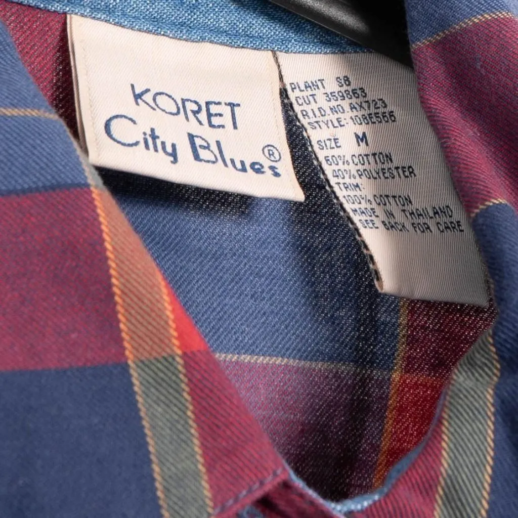 Koret City Blues Plaid Button Up Western Shirt M Womens Red Blue Purple Cotton Size M - Image 4