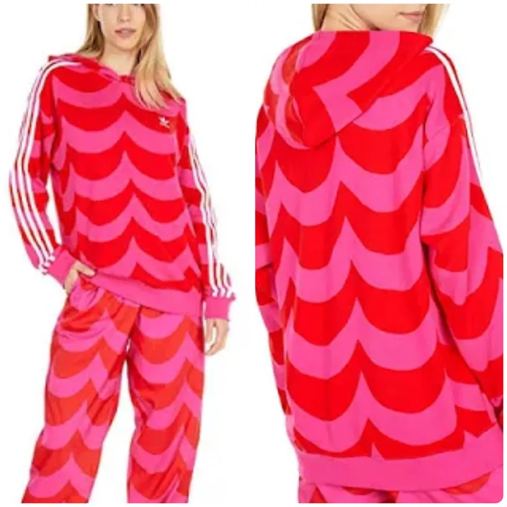 Adidas Women's Originals X Marimekko Hoodie In Vivid Red/team Real Magenta Red Size XS - Image 2