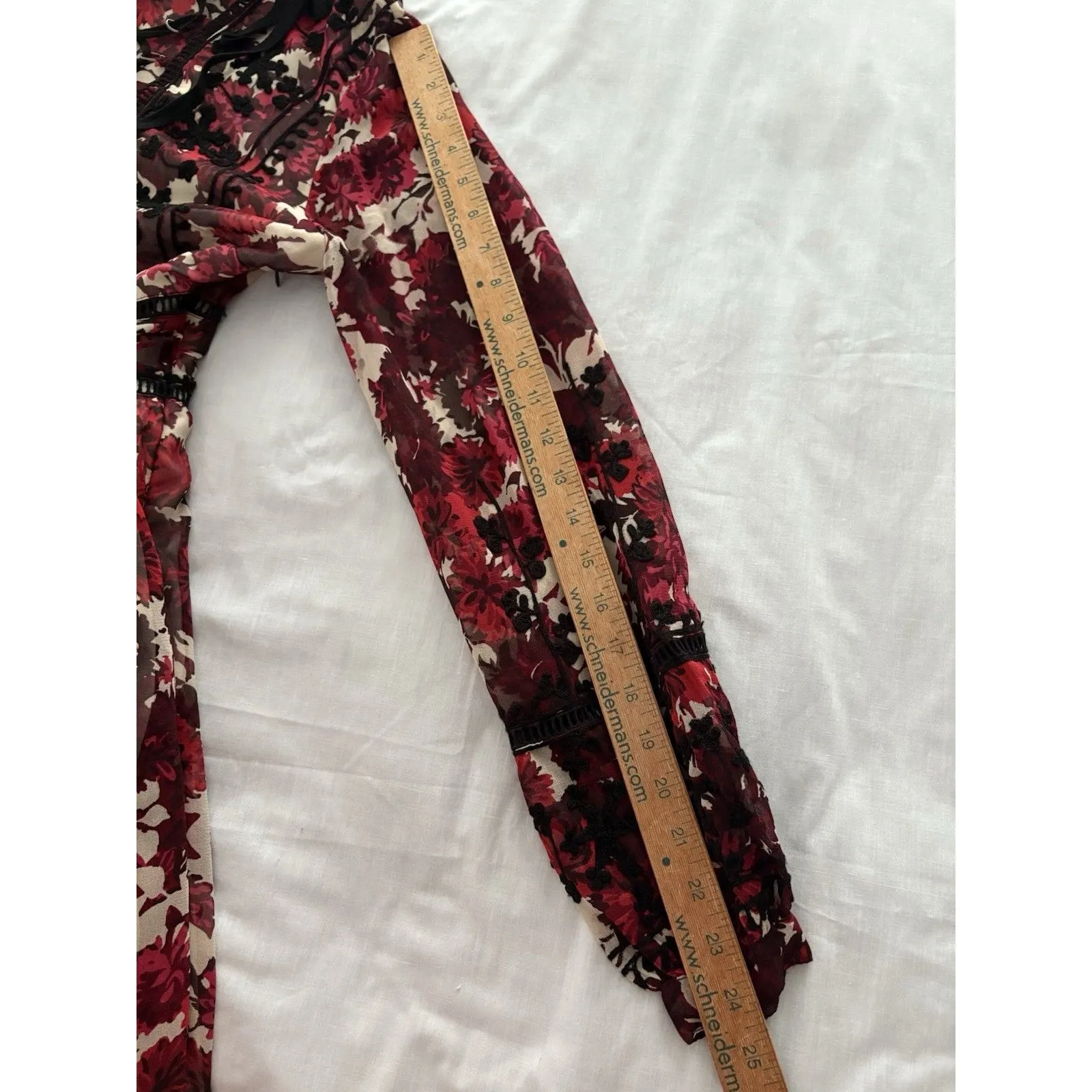 Topshop Corset Floral Maxi Dress Sz 8 Red Black Milkmaid Velvet Crochet Renfair - Image 16