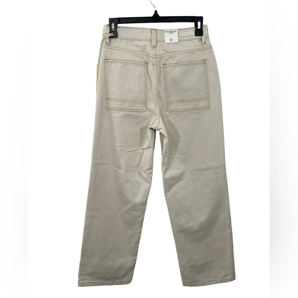 NWT Blank NYC Straight Leg Pants‎ Gold Metallic Detail in Warm Whispers Size 25 - Image 6