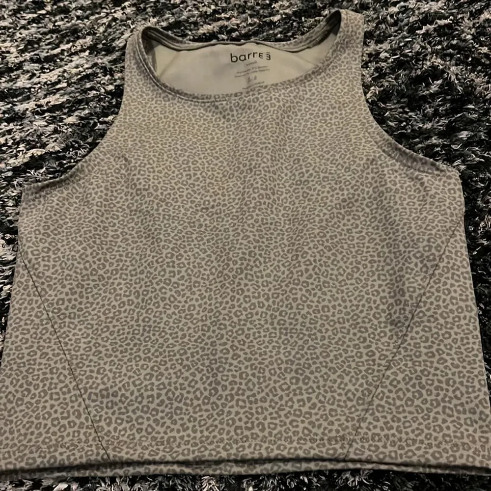 Barre 3 animal print tank top xs olive green Gray - Image 3