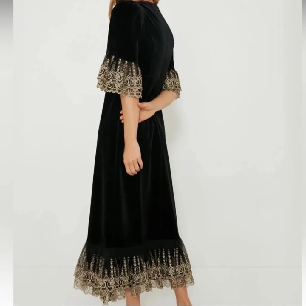 NWT Pomander Place Tuckernuck Velvet Maxi Lilith Dress Black Formal size large - Image 3