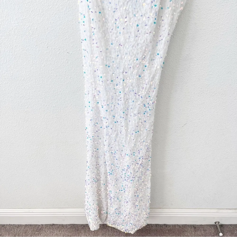 Sophia Thomas White Sequin Cut Out Maxi Gown Size 0 - Image 5