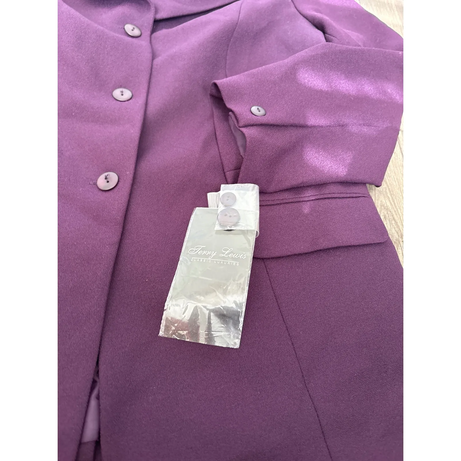 Vintage Terry Lewis Classic Luxuries Womens Purple Faux Fur Collar Jacket L NWT Size L - Image 4