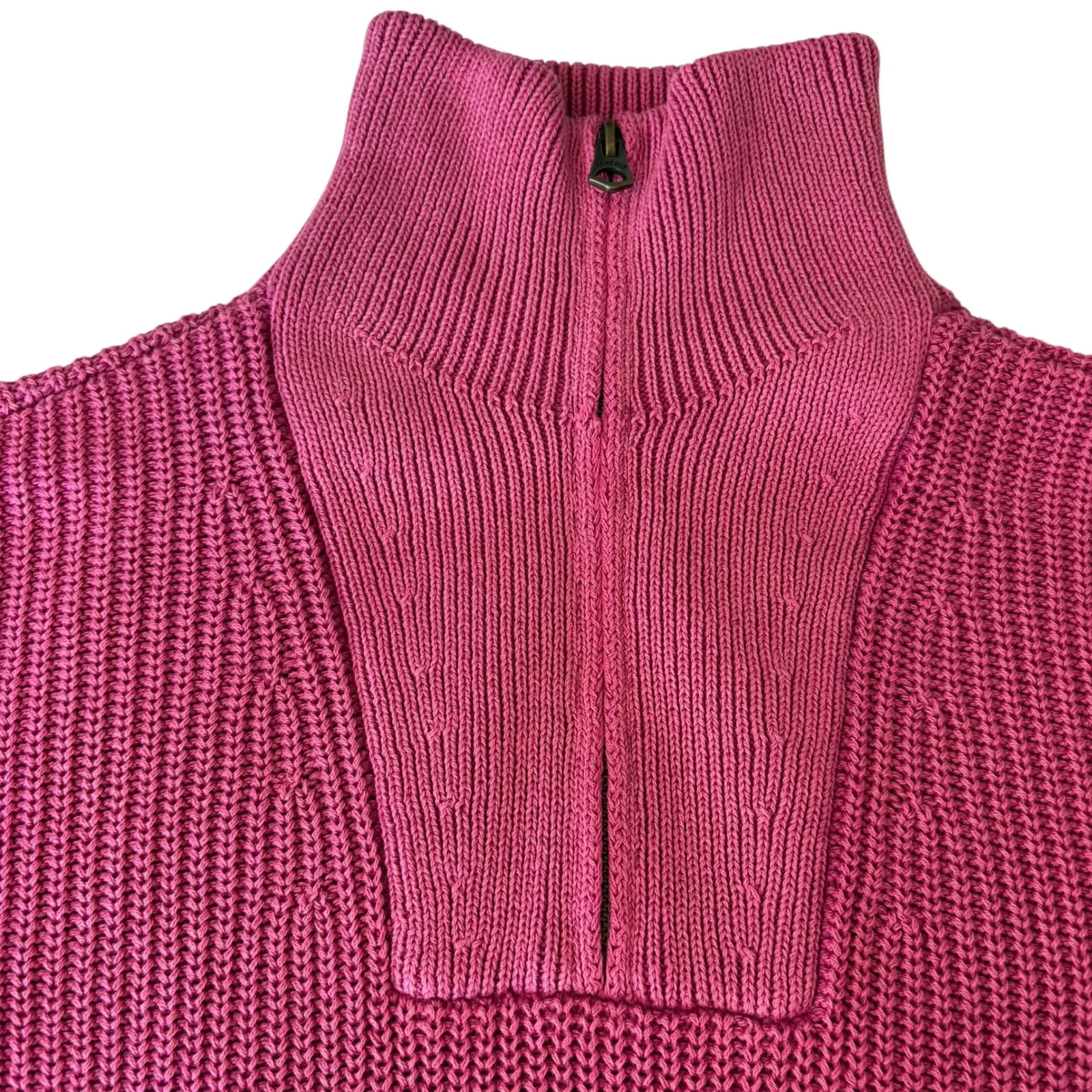 Faherty Women's Mariner Organic Cotton Half Zip Pullover Sweater Pink Knit XS - Image 9
