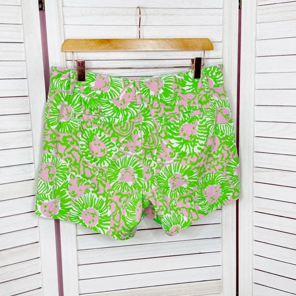 Lilly Pulitzer Callahan Shorts Cotton Chino Sunnyside Lions Pink Green 10 - Image 2
