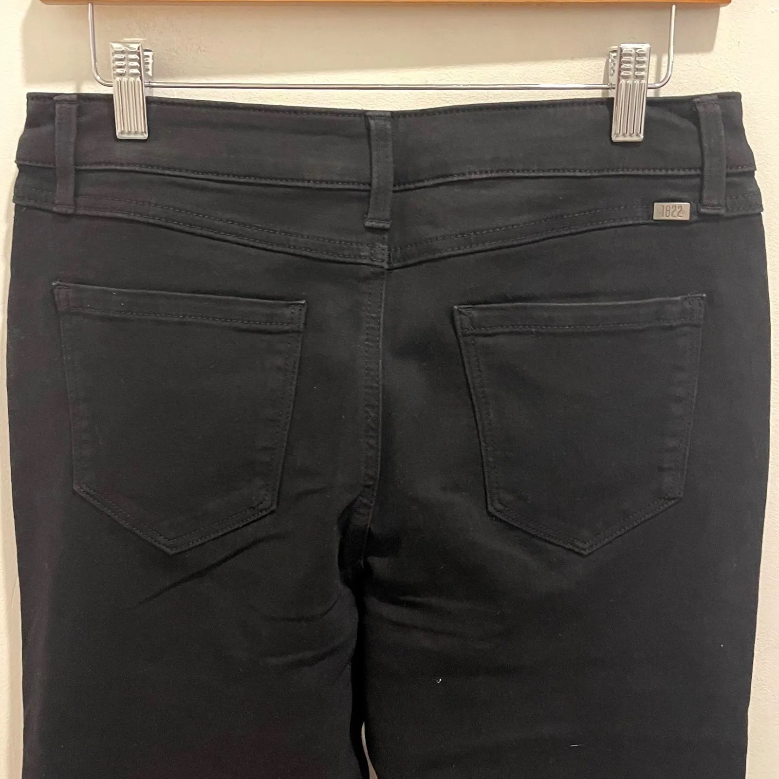 1822 Denim Black Bootcut Split Hem Jeans Women's Size 12 Stretch Retro - Image 4