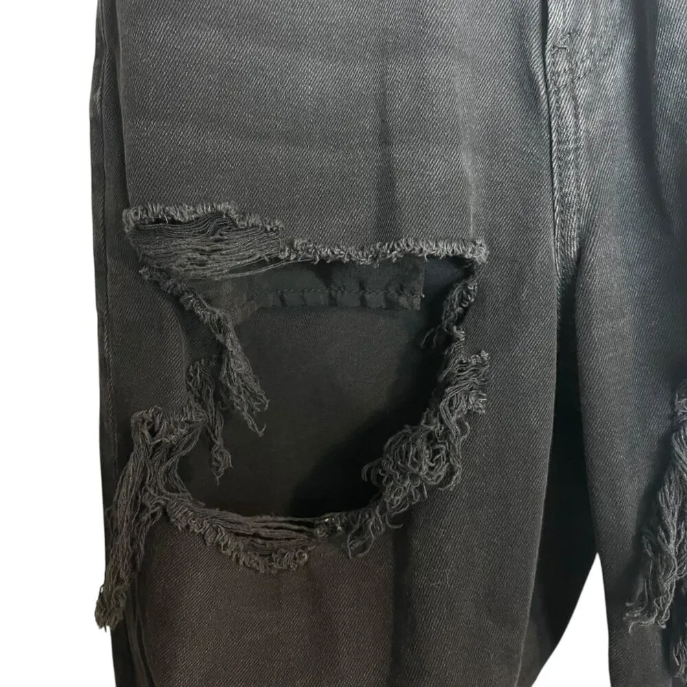 American Eagle Women's 6 Mom Jeans Black Distressed Casual Denim Jean - Image 3