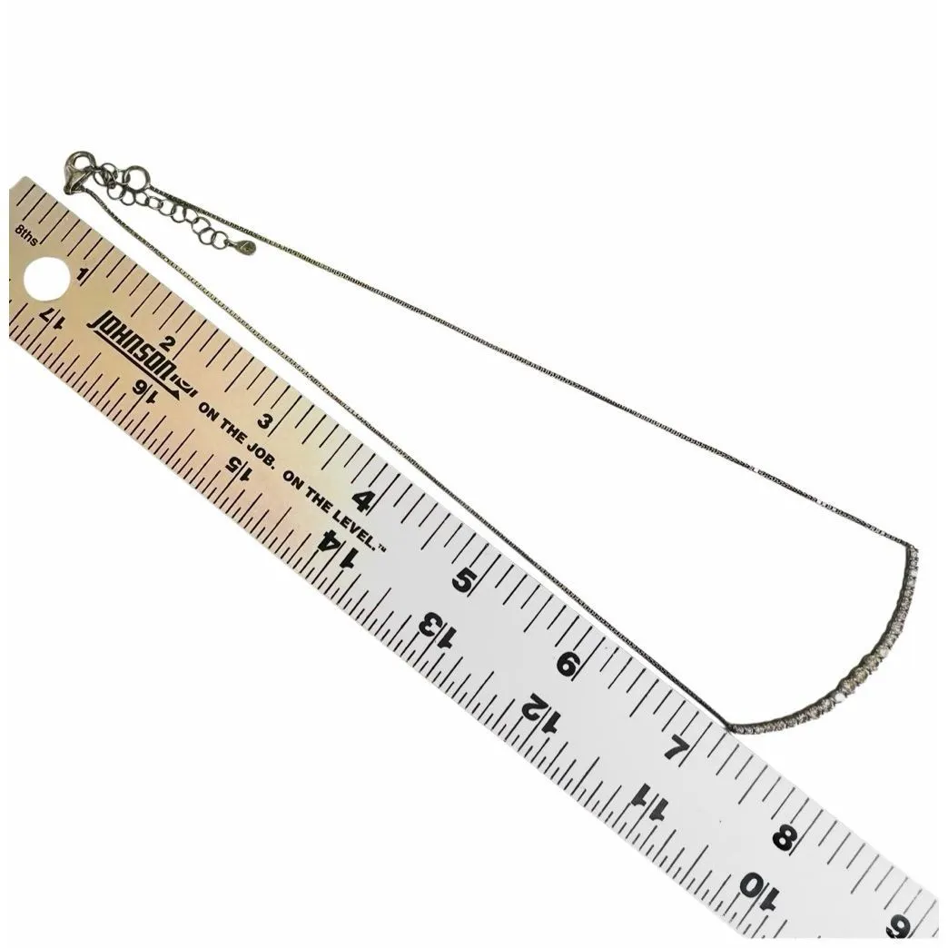 Siplada Sterling Silver CZ Curved Bar Necklace 925 Box Chain - Image 8