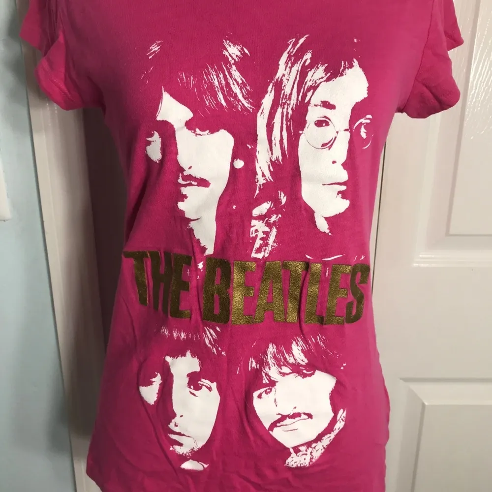 The Beatles Hot Pink & Gold Foil T - Image 5