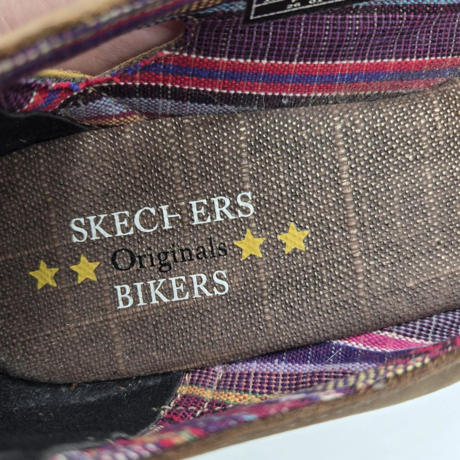 Skechers Original Bikers Peep Toe Flats Women Sz 10 Brown Leather Suede Vintage - Image 9