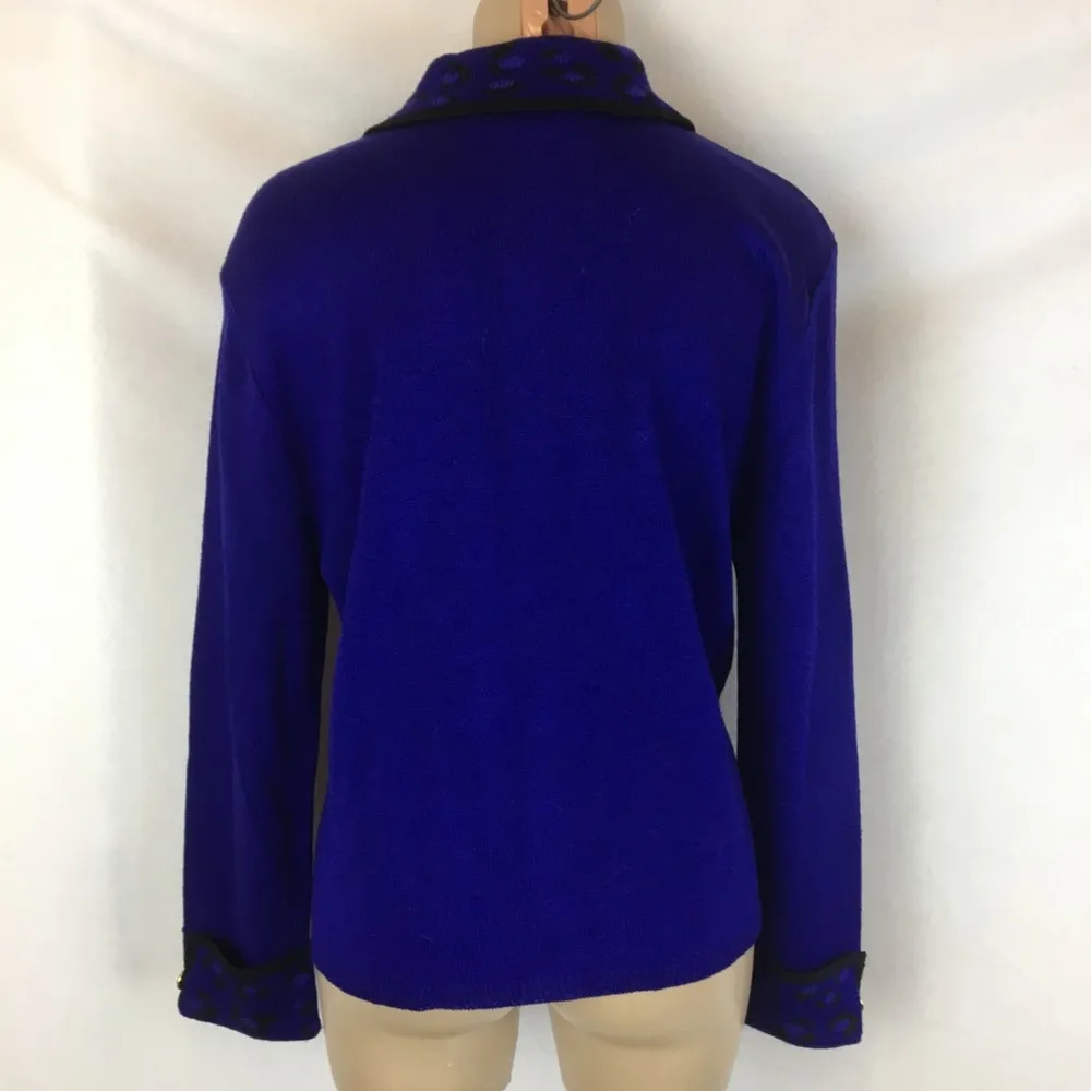 San Remo Vintage Purple & Black Knit Button Up Cardigan Sweater M Size M - Image 3