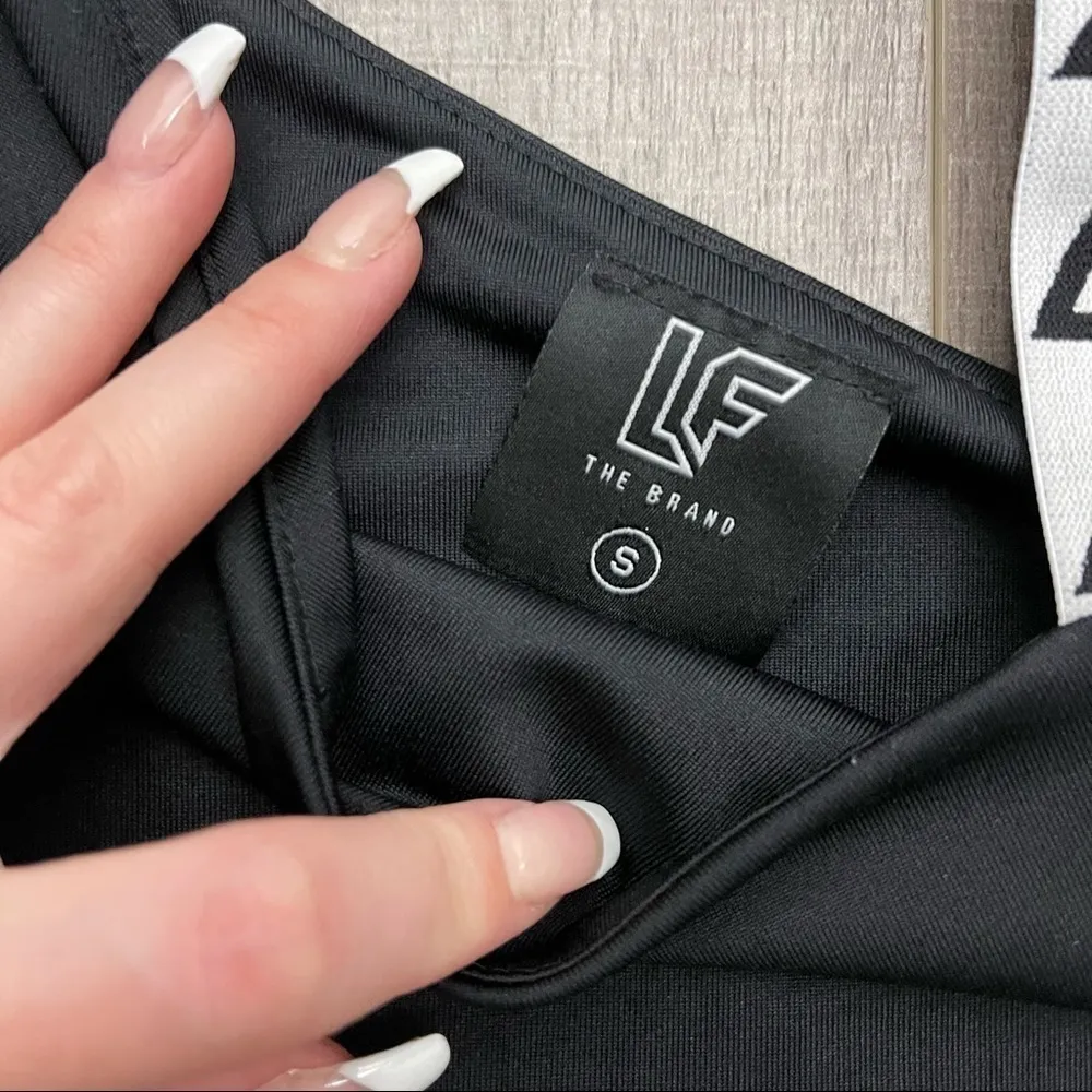 LF The Brand Logo One Shoulder Tank Bra Black Size Small - Image 5