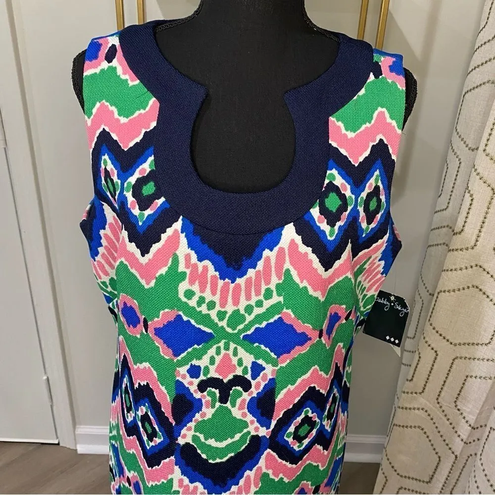 Gabby Skye Colorful Keyhole Neck Sheath Dress Sleeveless Sz 14 - Image 3