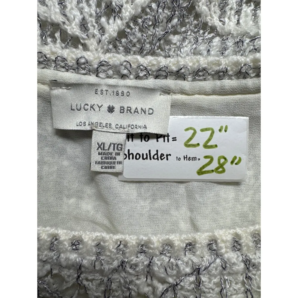 Lucky Brand Knit Sweater Pullover Geometric Pattern Long Sleeve Top XL - Image 3