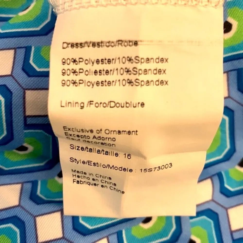 LAUNDRY by Shelli Segal blue/green geometric print dress. - Image 9