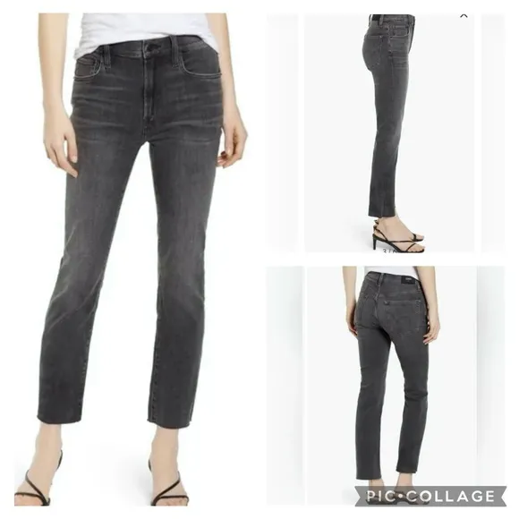 Edwin Bree Slim Straight Jeans Cropped Raw Hem Washed Black 28 Ankle Casual - Image 2