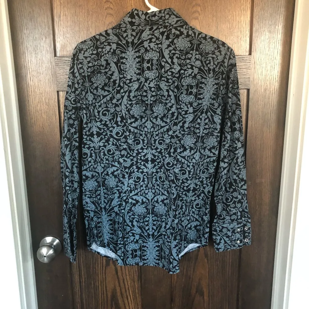 Rockmount Ranch Wear Womens Medium Diamond Snap Long Sleeve Snap Shirt Rockabill Black - Image 4