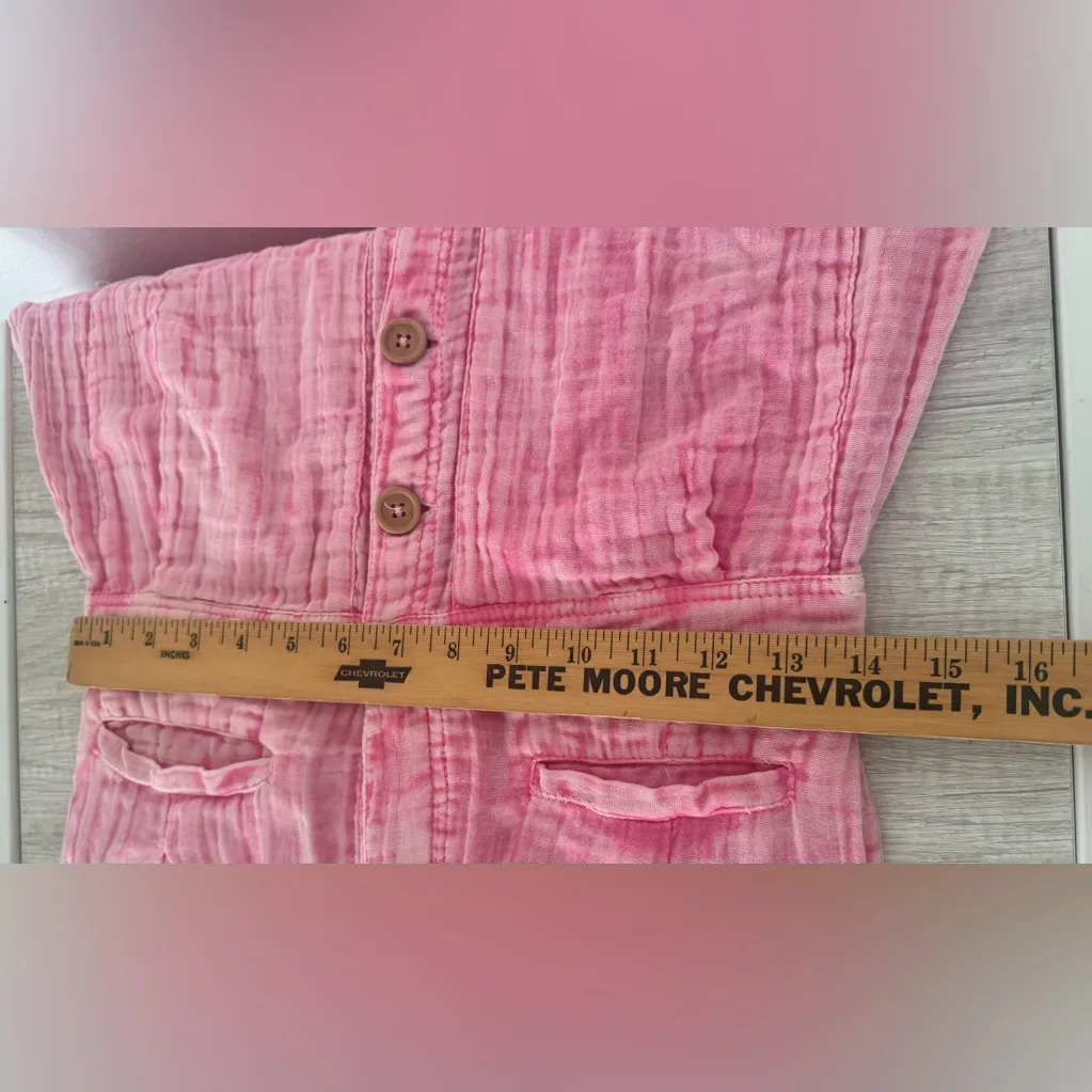 Free People Madrid Double Cloth One Piece Jumpsuit Cotton Gauze Boho Barbie XS - Image 7