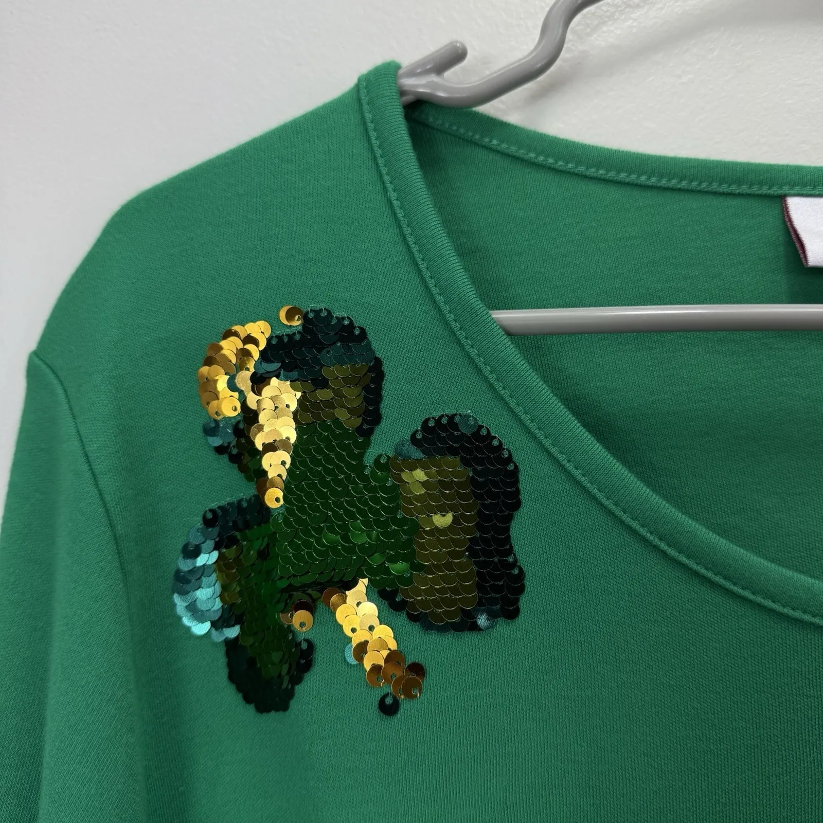 NWT Quacker Factory Green St PatrickS Day Sequin Knit 3/4 Sleeve Top Size XL - Image 7