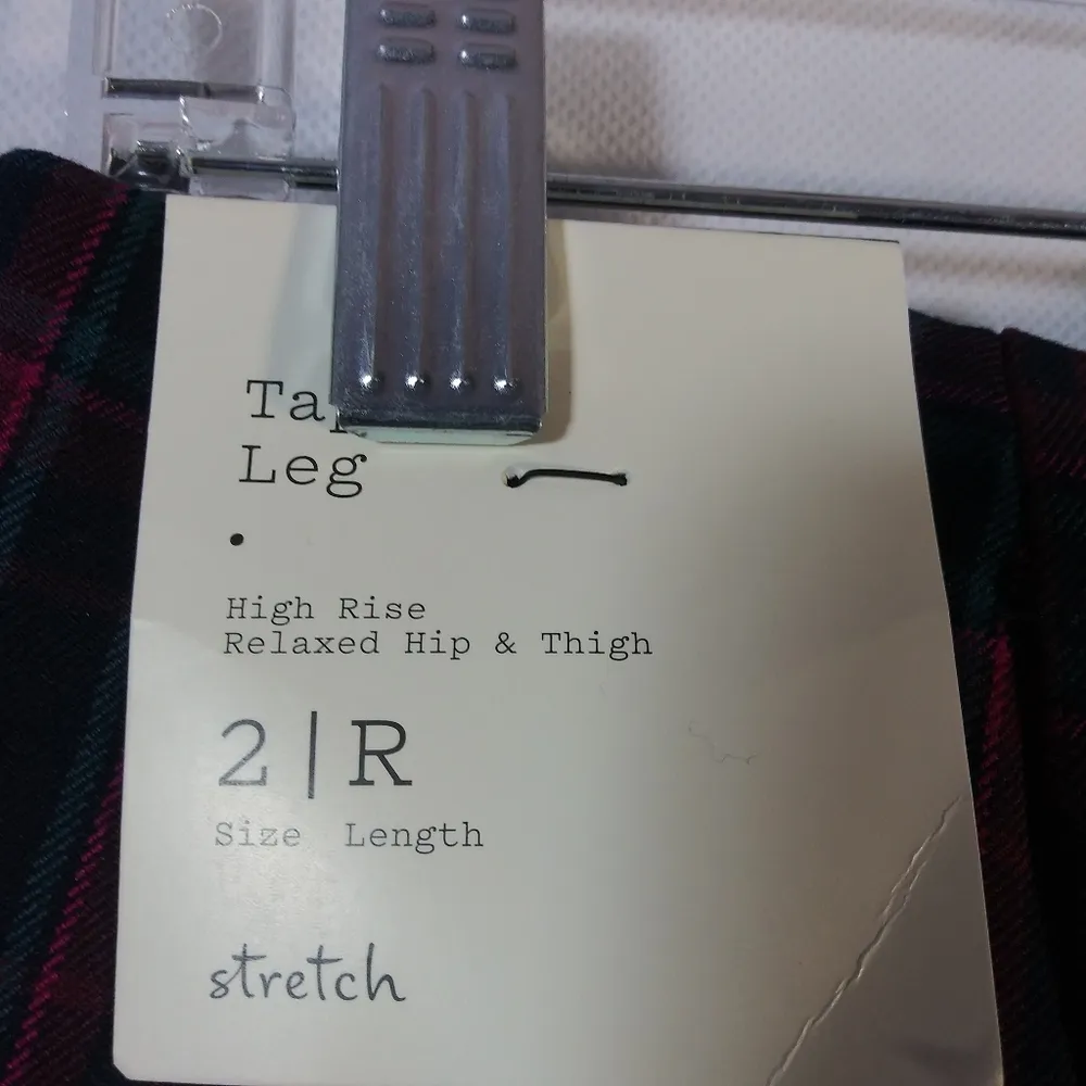 A New Day Navy Plaid High Rise Relaxed Fit Tapered Ankle Trousers Size 2 - Image 8