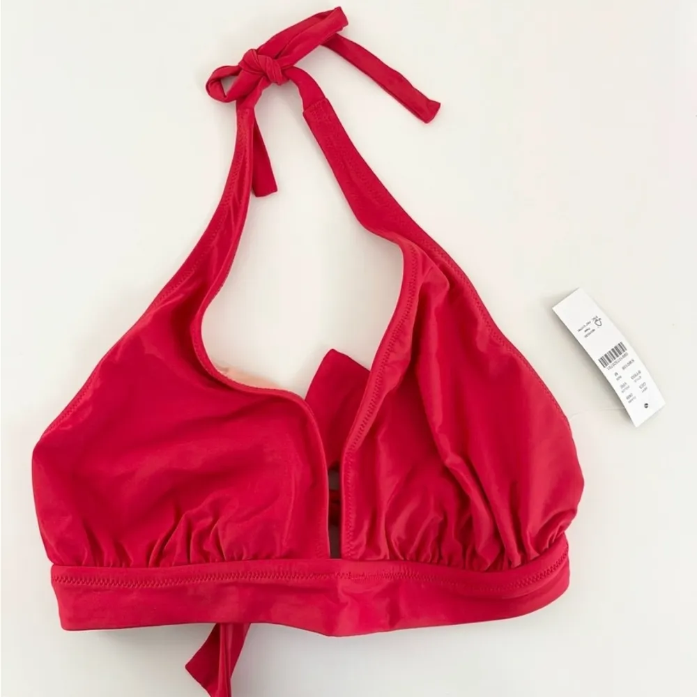 NWT J. Crew DD halter Tie-back Bikini Top Mesh Red - Image 2