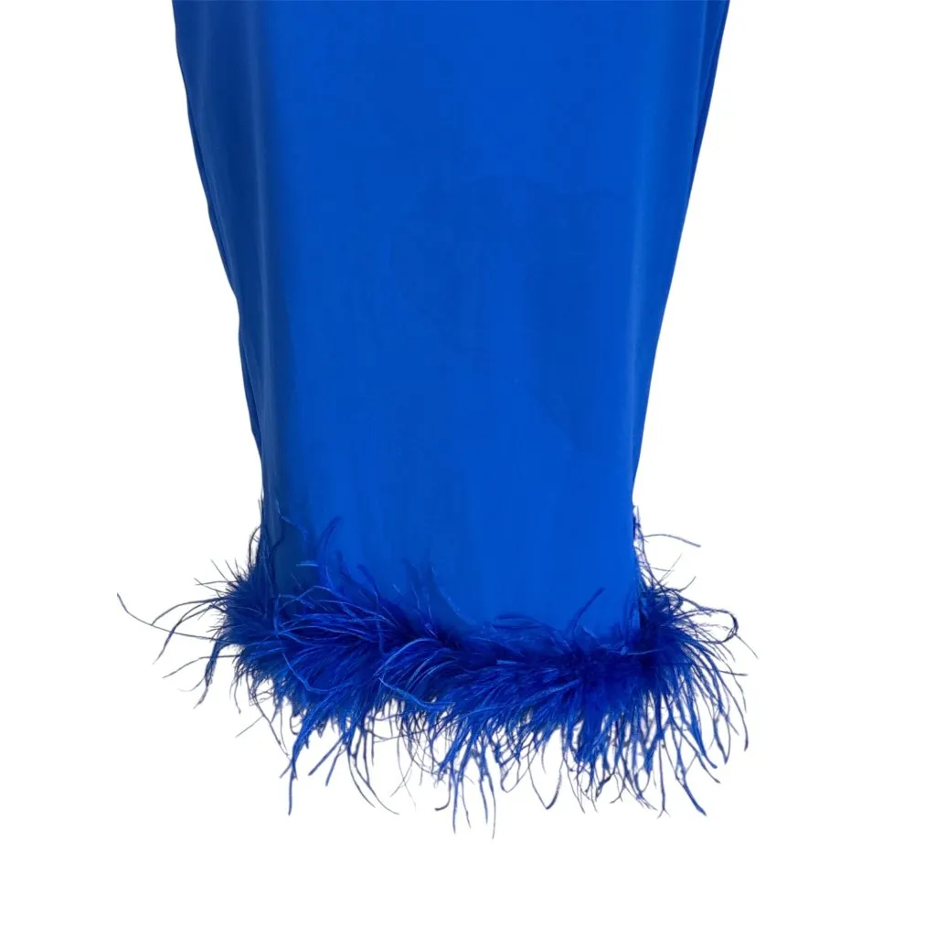 Amanda Uprichard X Revolve Simpson Dress in Cobalt Small New Womens Midi Feather - Image 8