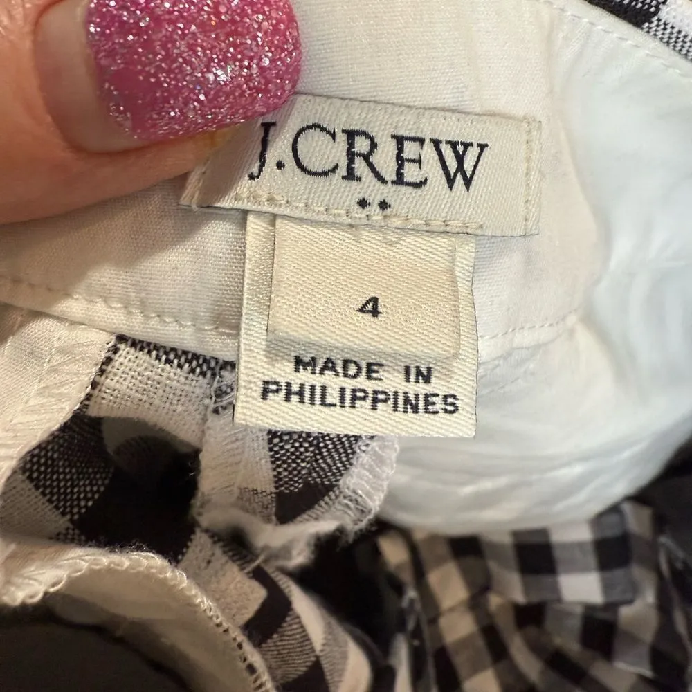NWOT j  crew size 4, black-and-whitel gingham linen shorts - Image 9