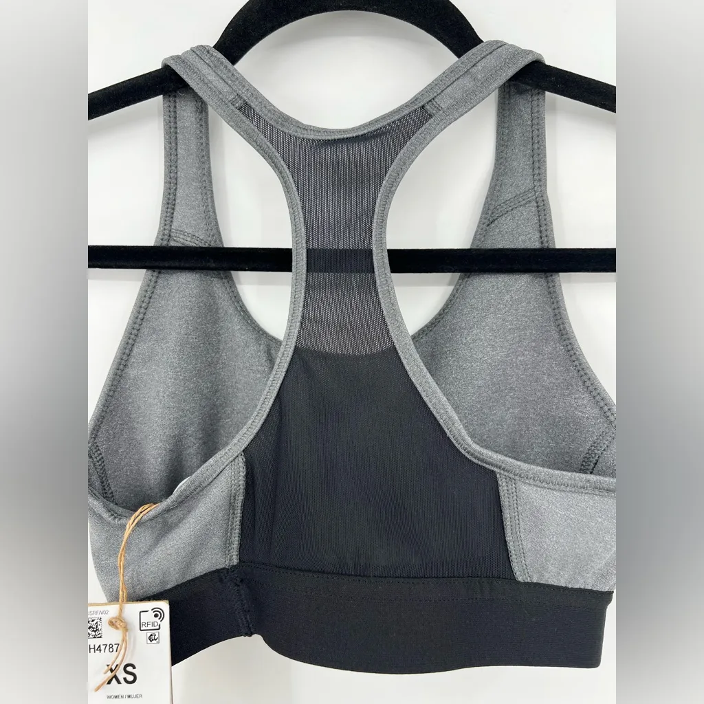 🆕 NWT Adidas Don’t Rest Sports Bra Racerback Mesh Sheer Stretch Grey Black XS - Image 8