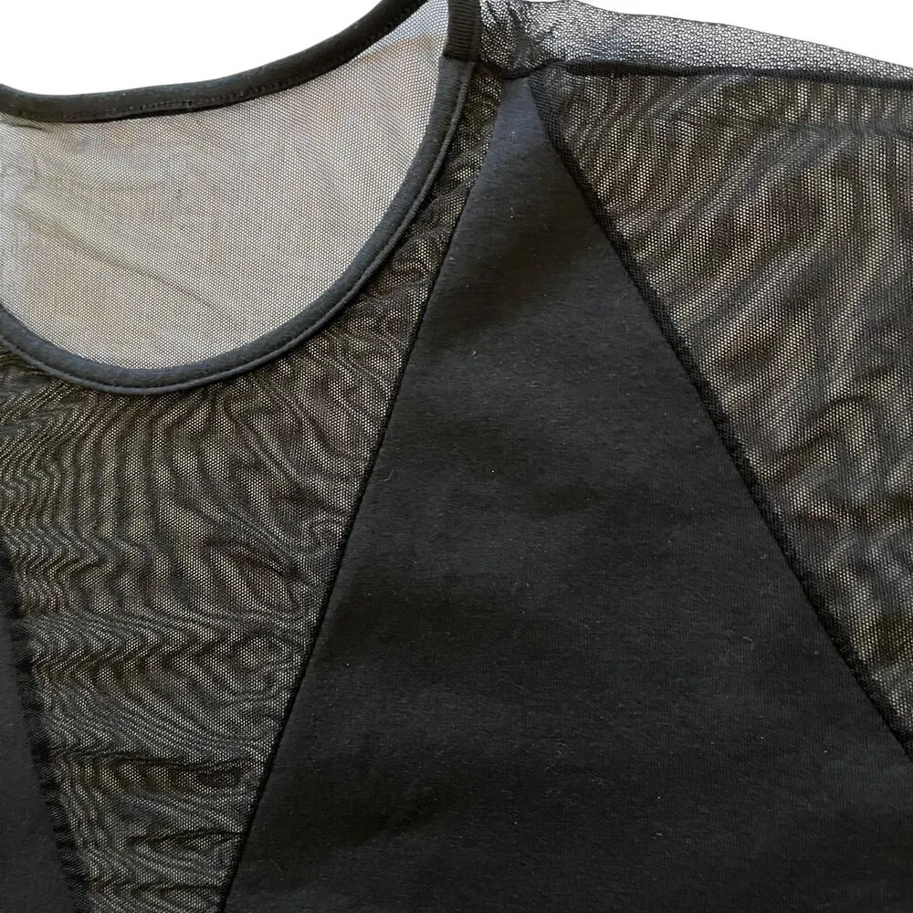 Vintage Black Jersey Sheer Mesh Crop Top - Made in Italy Size S/M - Image 7