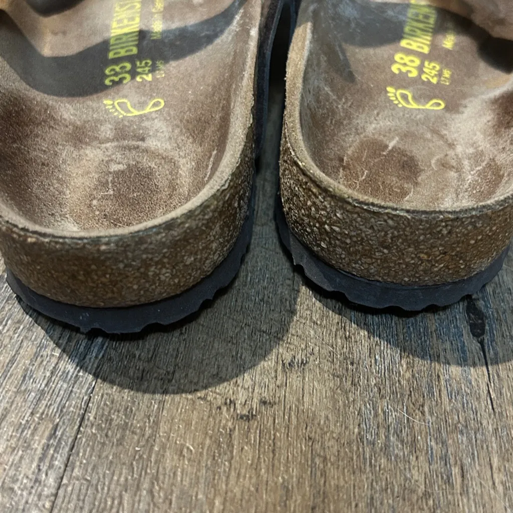 Birkenstock 37 Mayari Bronze Sandals Sparkle Slide Buckle Women’s (7) Leather - Image 4