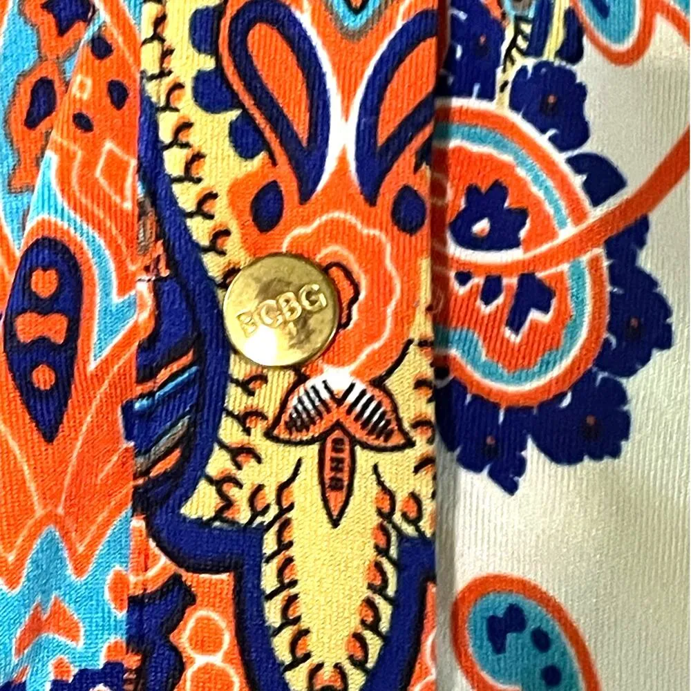 BCBGMaxAzria Paisley Sleeveless Button Front Top Large - Image 2