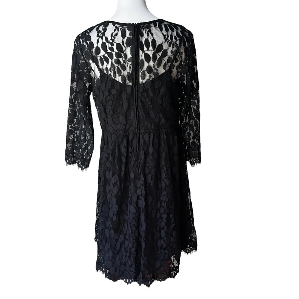 Torrid Black Lace Eyelash Overlay Long Sleeve Dress, Sz 12 - Image 2