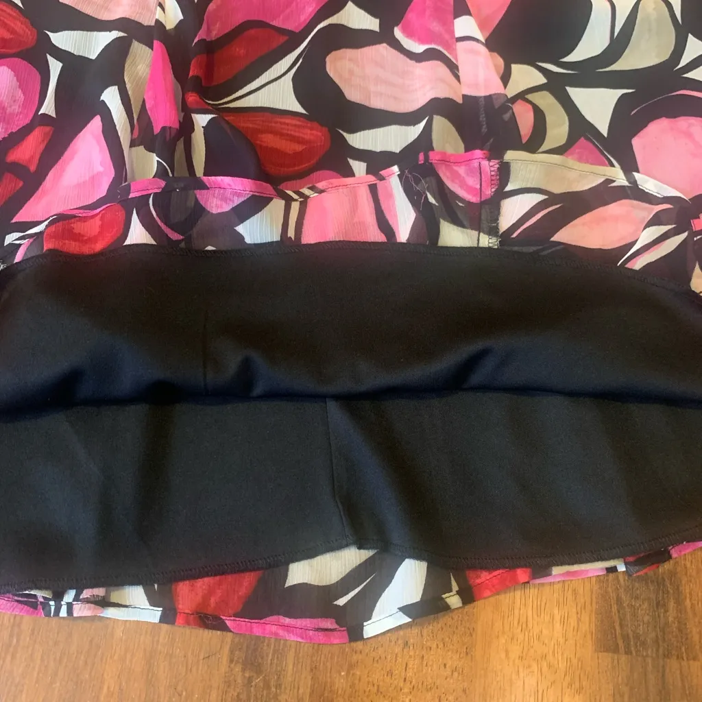 Cato Skirt 10 Pink and Red Floral A-Line Full Lined Flair Side Zip - Image 5