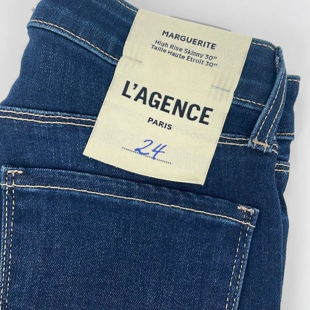 L’AGENCE Marguerite Jean High Rise‎ Skinny Stretch Columbia Blue Size 24 - Image 4