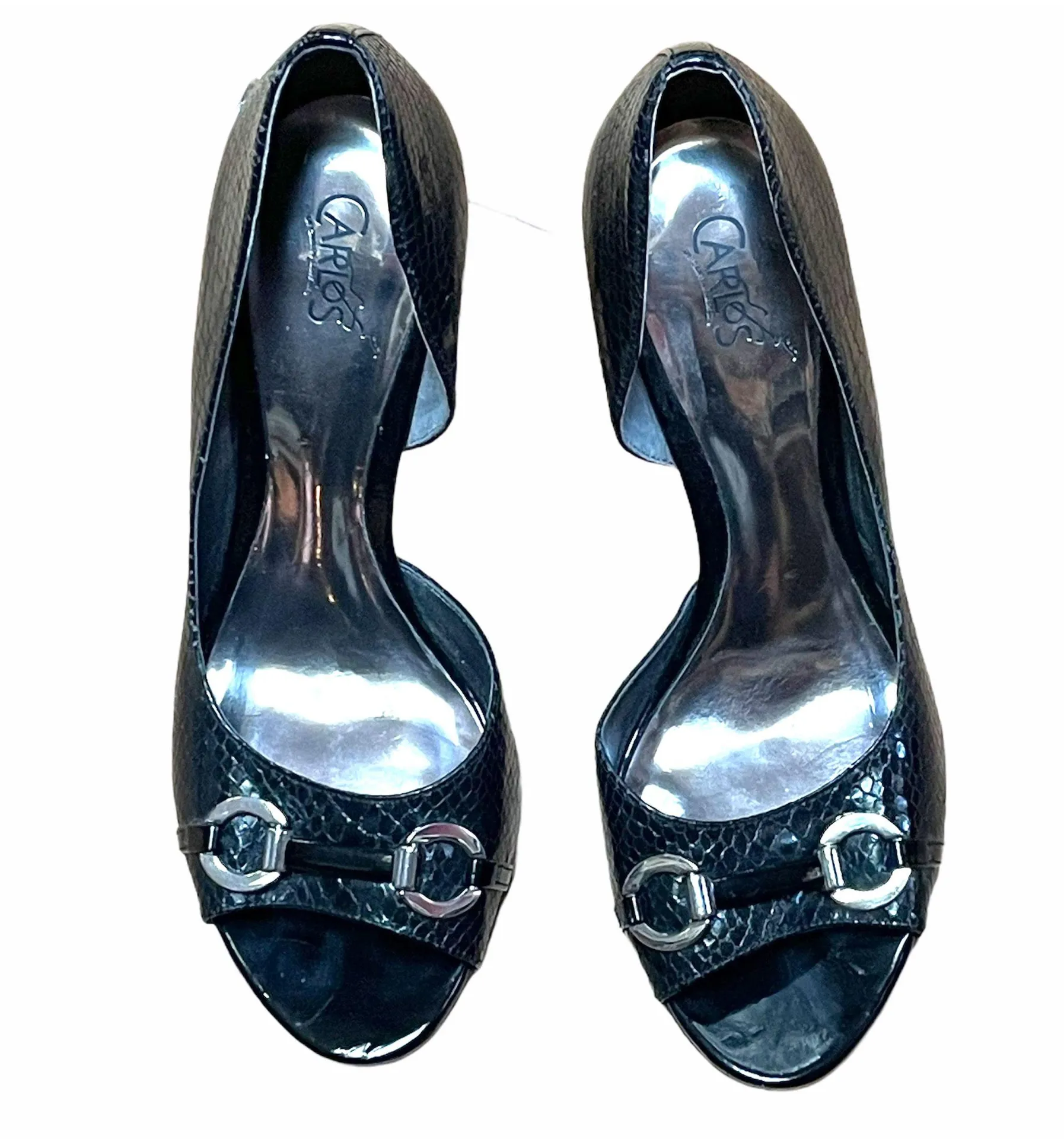 Snakeskin Peep Toe Heels - Image 4