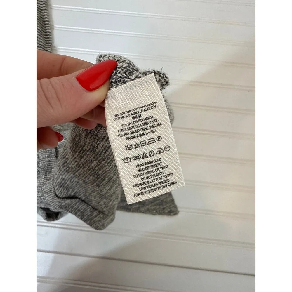 Free People For Keeps Cardigan Salt & Pepper Combo Gray Asymmetrical Hooded Sz M - Image 8