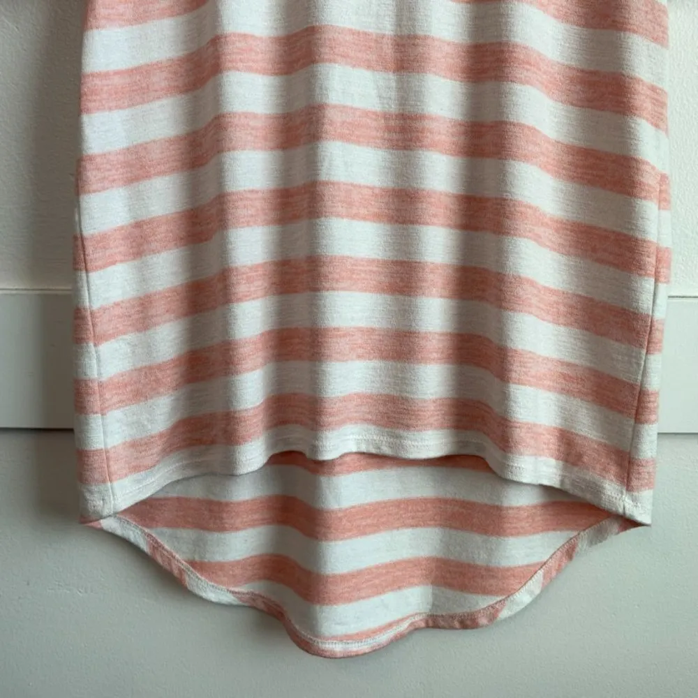 Market & Spruce White & Orange Striped Rounded Hem Short Sleeve Shirt - Image 6