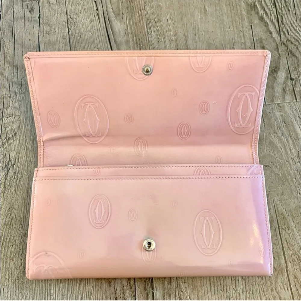 Vintage Cartier Pink Happy Birthday Patent Leather Wallet - Image 6