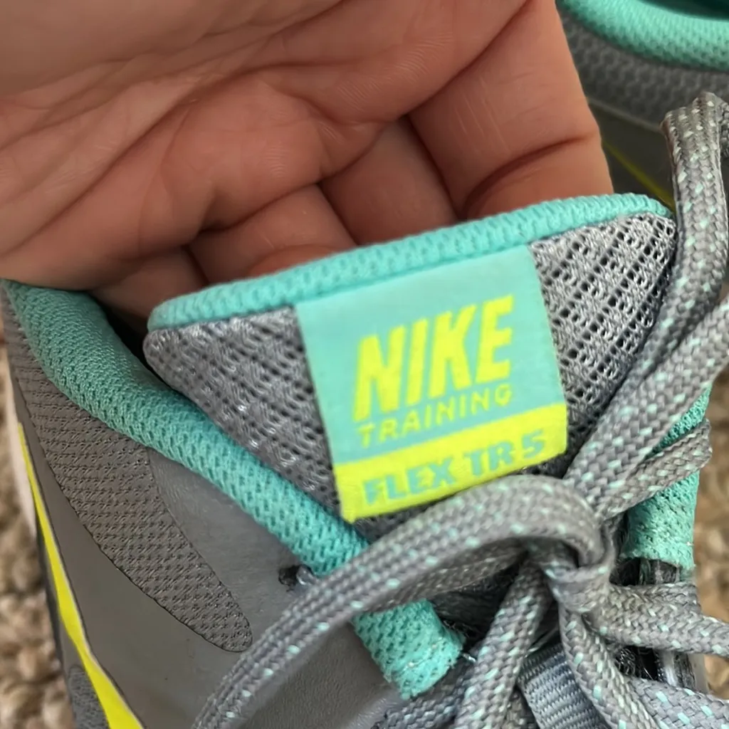 NIKE Flex Trainer 5 Dover Grey/Volt/Lght Aw/TI TNT Training Shoes Size 11 - Image 11