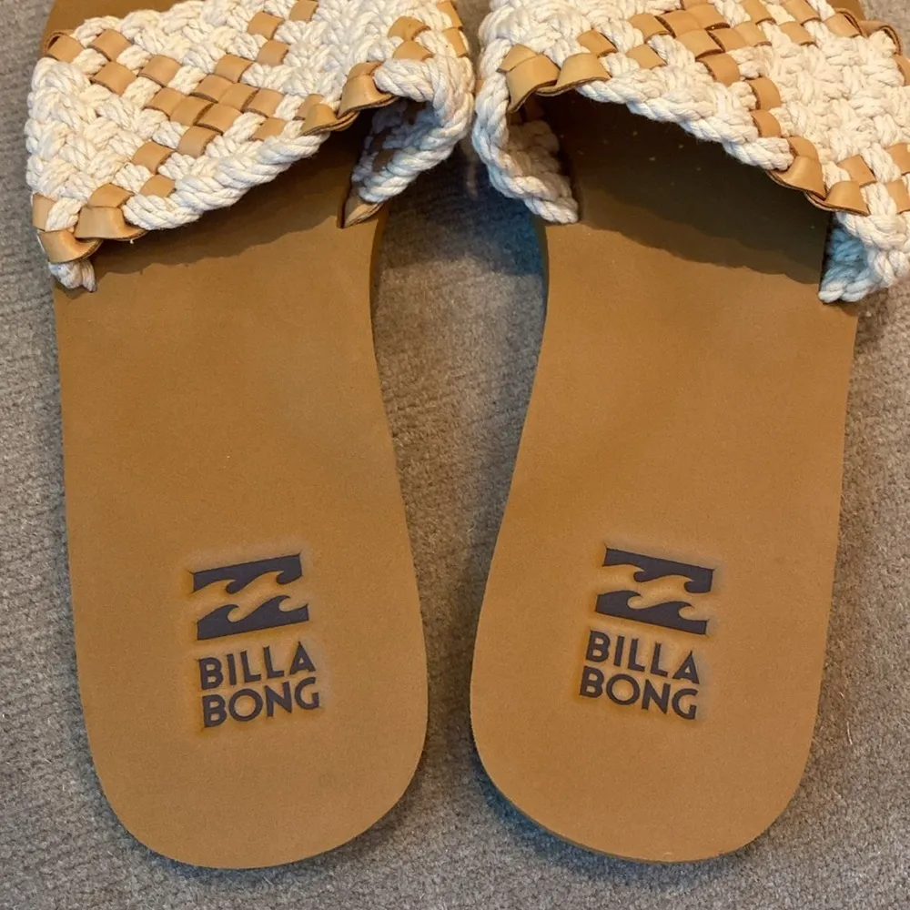 Billabong One Way Woven Flit flop Sandal Wide Strap Cream Tan Cool Wip Size 10 - Image 3