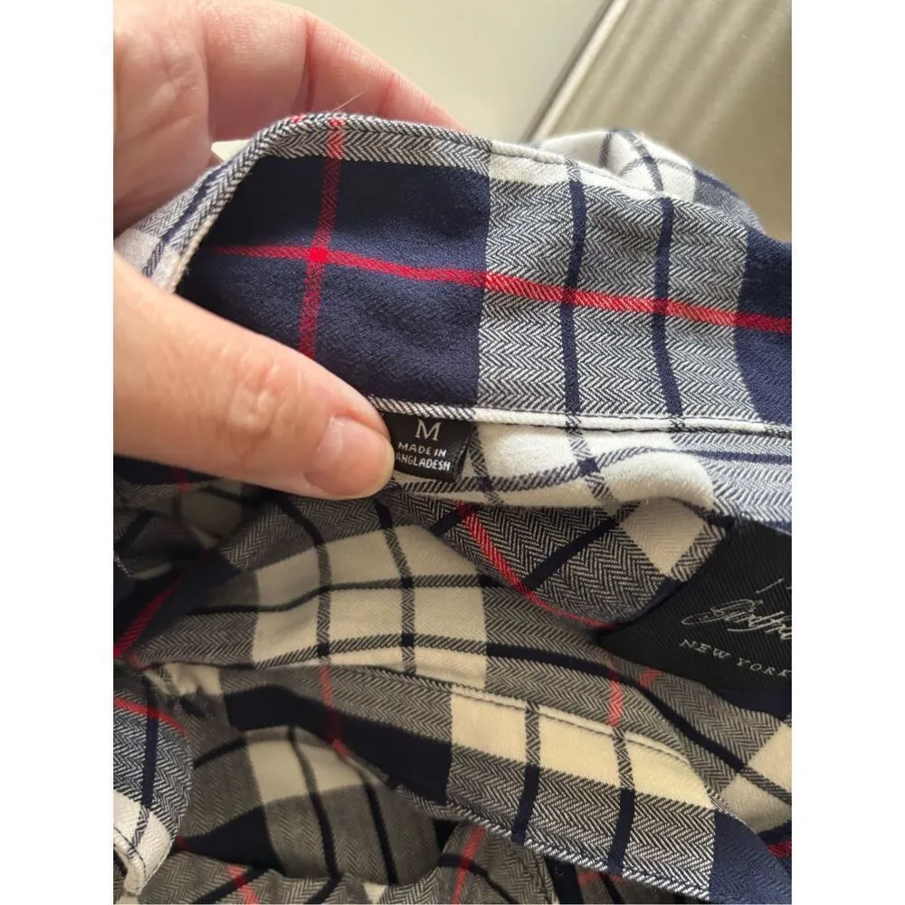 Jachs Girlfriend Plaid Shirt Short Sleeve Button Up Blue Red Women’s Size Medium - Image 3