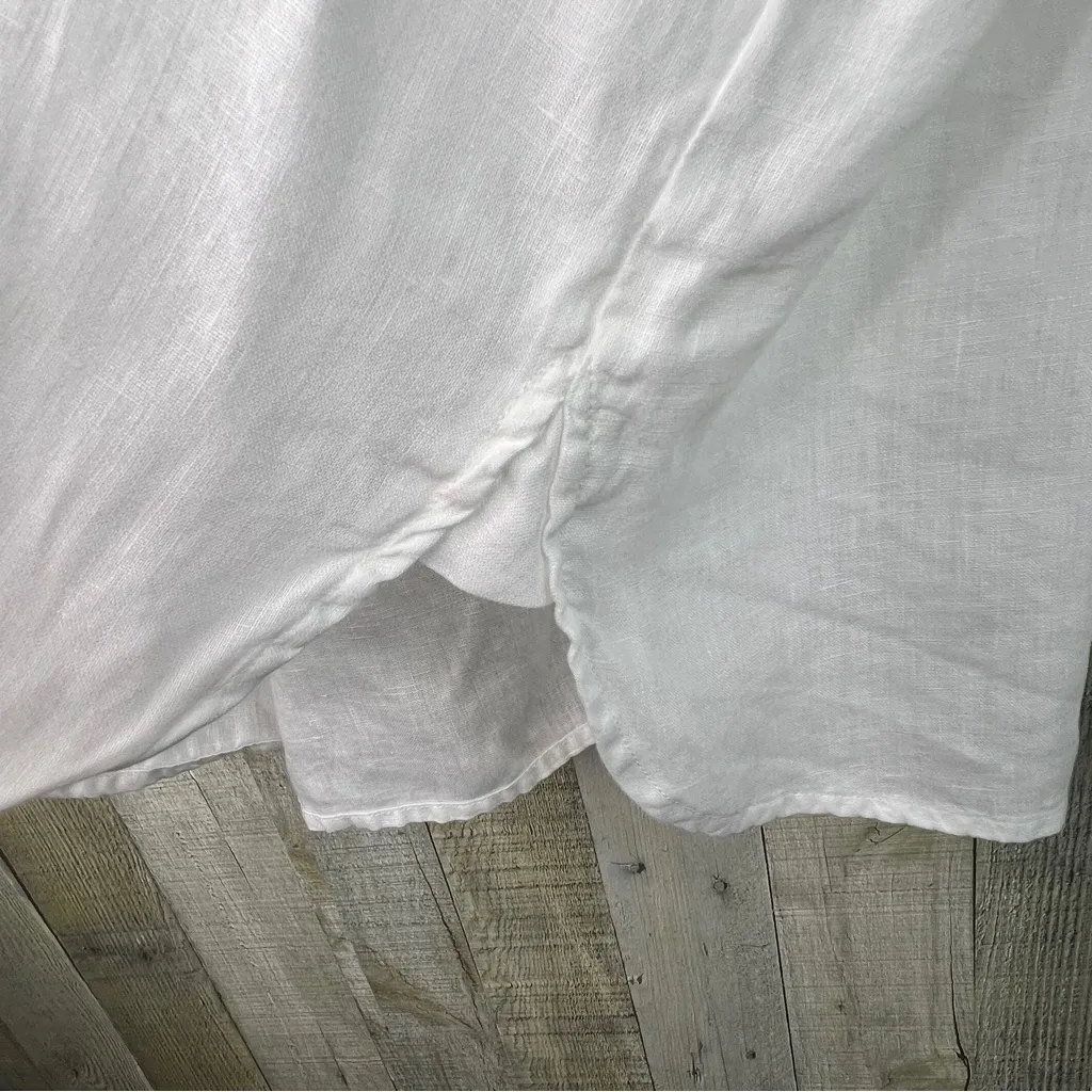 J. Jill XL 100% Linen White Long Sleeve Button Cuff Button Front Collared Shirt - Image 7