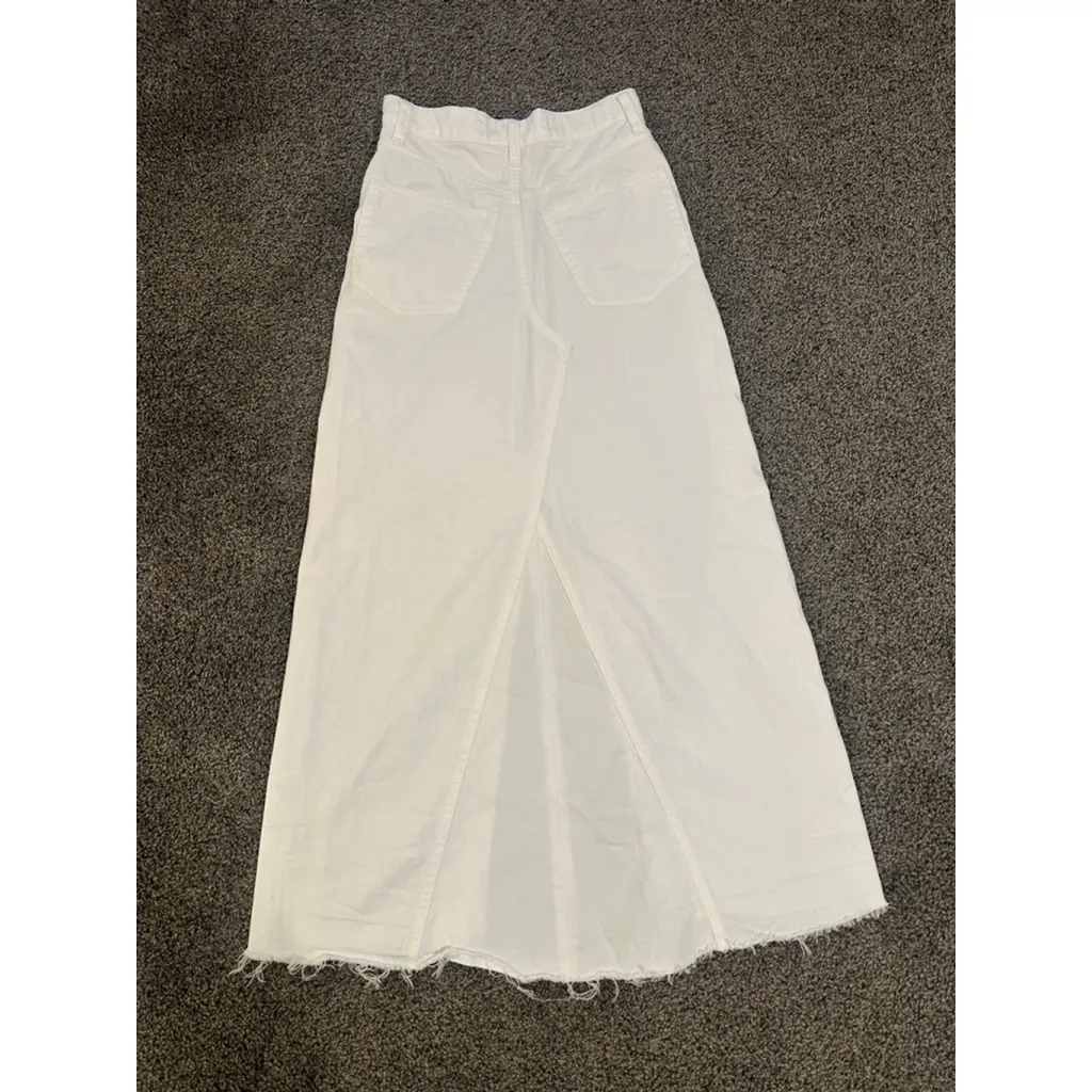 Women's GAP White Denim Maxi Skirt with Front Slit Size 00 - Image 7