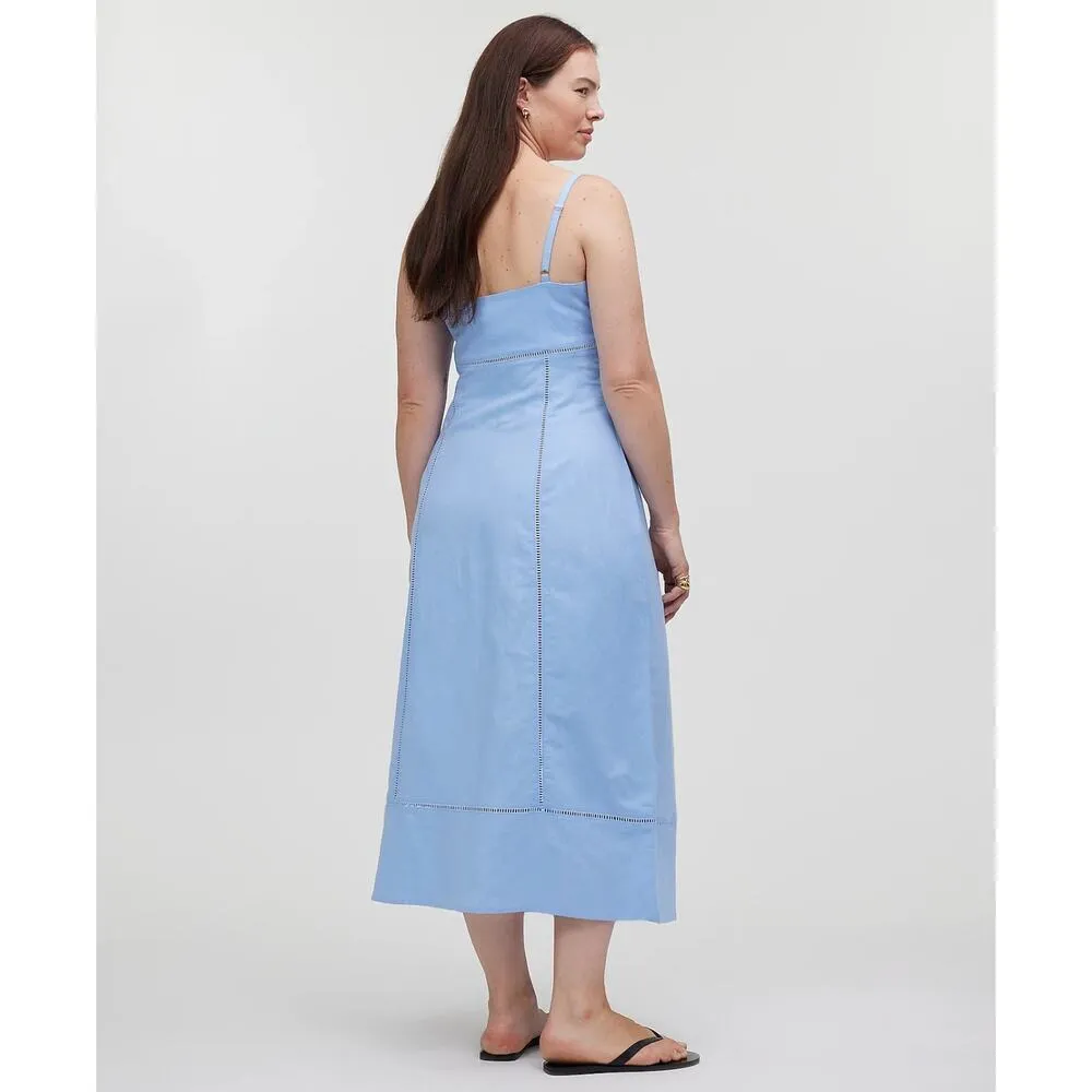 NWT Madewell Sweetheart Midi Dress in Linen-Cotton Blend In Light Blue Size 6 - Image 2