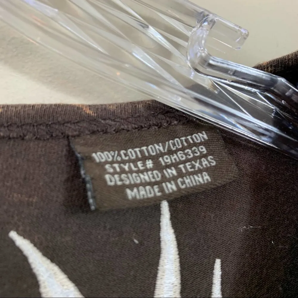 Rock & Roll Cowgirl Embroidered Angel Wing Brown/White V-Neck Shirt Dress - Image 2