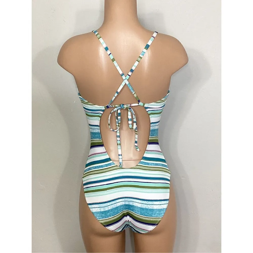 New. Splendid aqua stripe swimsuit. - Image 5