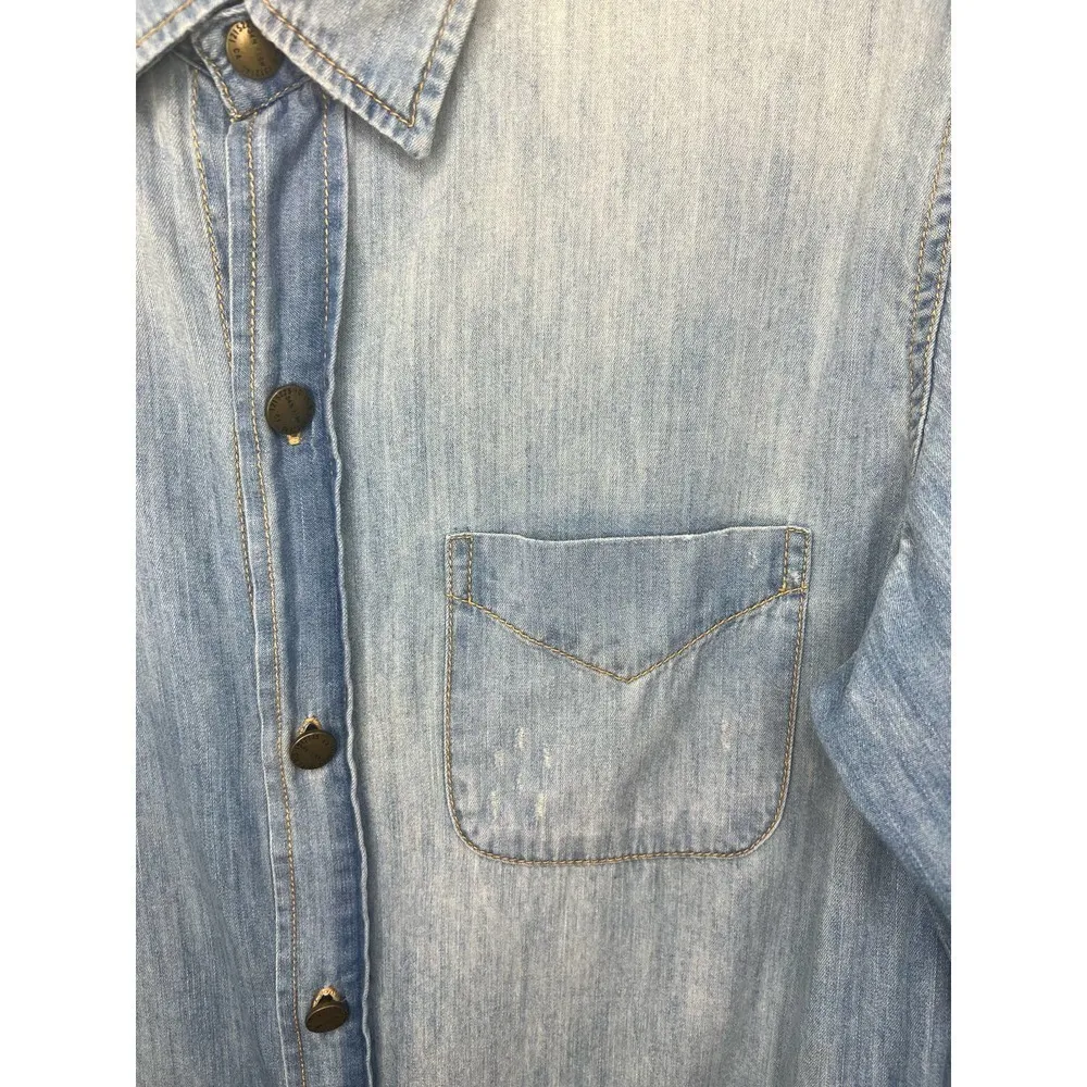 Womens CURRENT/ELLIOTT The Prep School Denim Button Down Shirt Small - Image 4