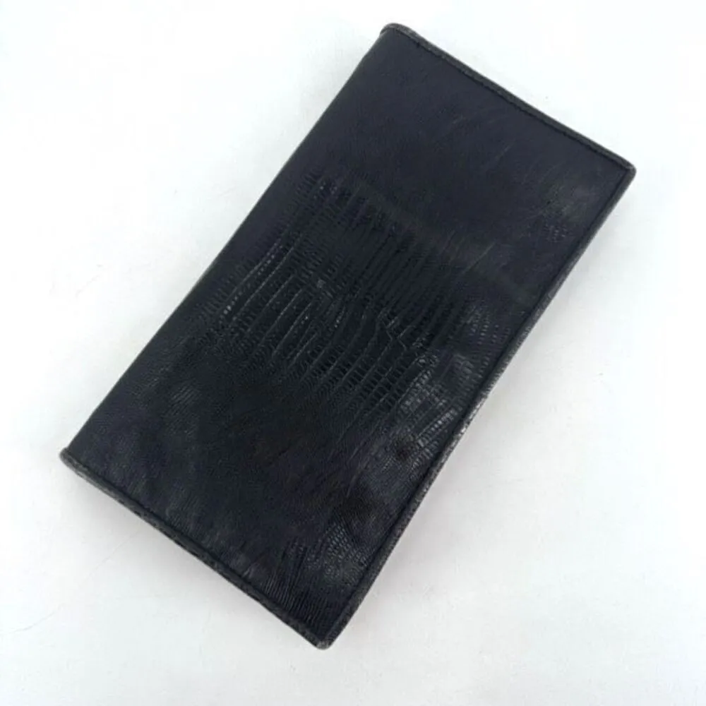 Vintage Sondra Robert’s‎ Black Envelope Style Faux Croc Clutch crossbody Purse - Image 4