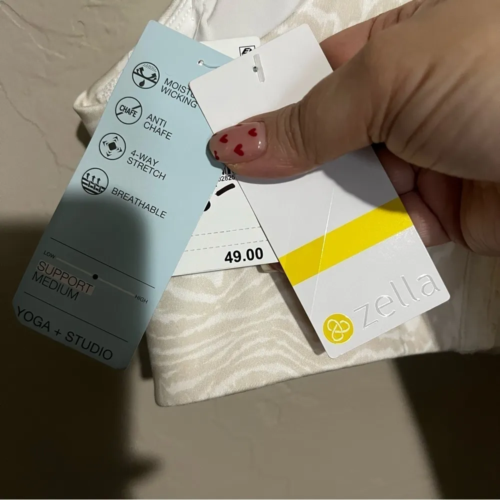 NWT Zella Beige Pumice‎ Phoebe Print Yoga Studio Sports Bra - Image 4